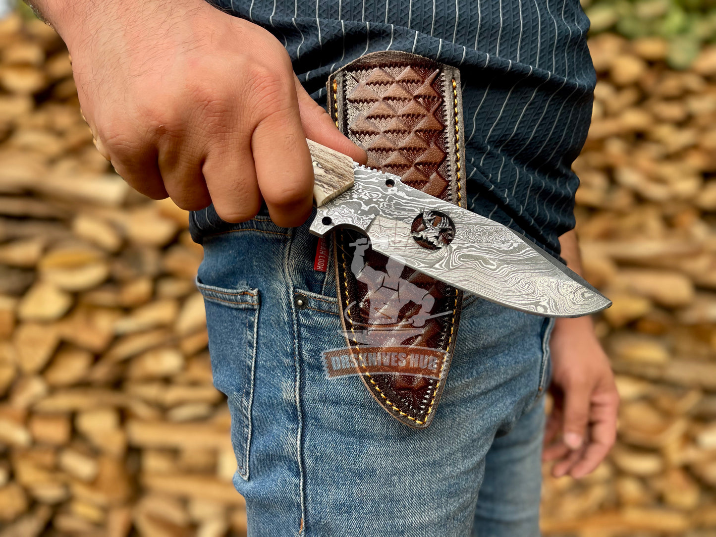 Personalised Hand Forged Hunting Skinning Knife With Leather Cover | DRSKNIVES HUB