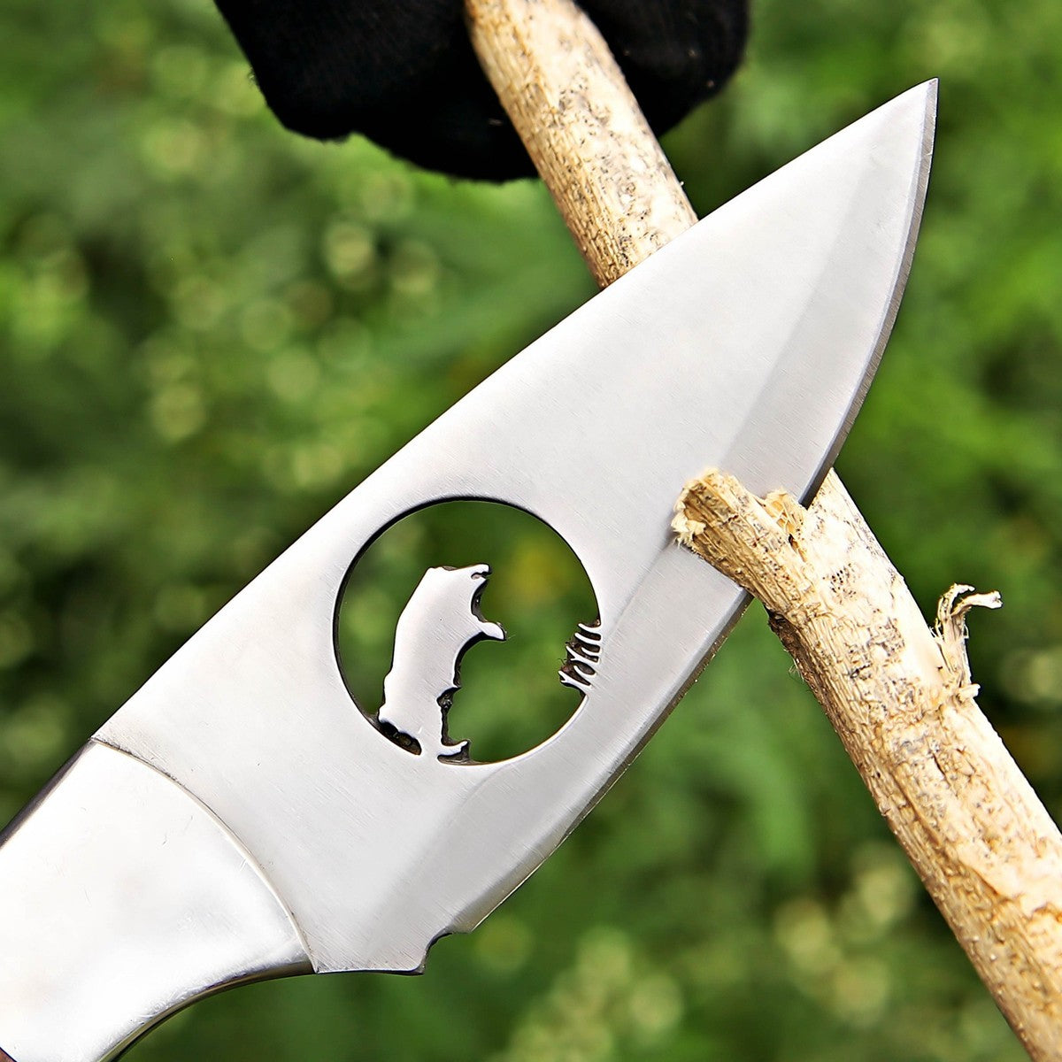 J2 Steel Skinner Knife 9" – Walnut Wood Handle Wolf Cutout | DRSKNIVES HUB