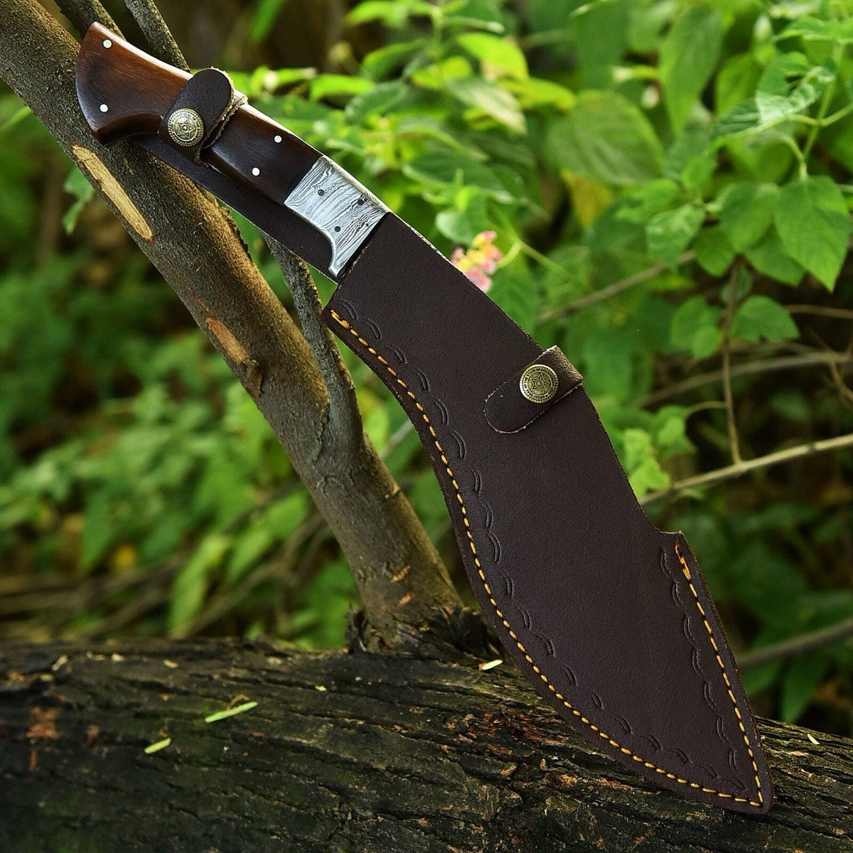 Handmade Full Tang Damascus Gurkha Kukri Knife – Tactical Outdoor Survival Blade with Leather Sheath – 16” Fixed Blade Knife USA | DRSKNIVES HUB 