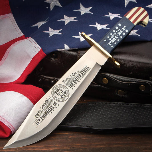 MAGA Trump Bowie Knife – Limited Edition Patriotic Collector’s Knife with Premium Leather Sheath