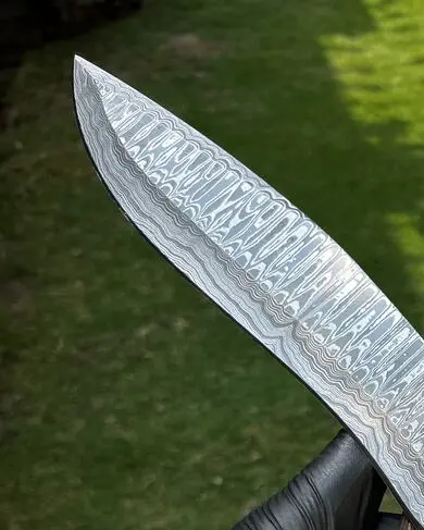 Custom Handmade Damascus Steel Kukri Knife With Leather Sheath Cover 