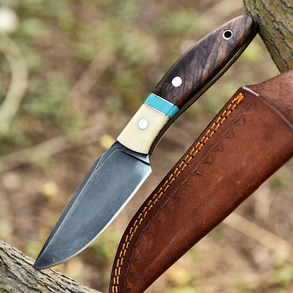 Cowboy Handmade Hunter with Sheath – Carbon Steel & Wood – DRS KNIVES HUB 