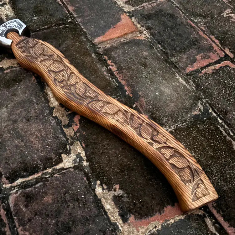 battle-ready Viking axe custom handmade axe with leather wrap|| DRSKNIVES HUB