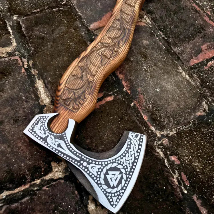battle-ready Viking axe custom handmade axe with leather wrap|| DRSKNIVES HUB