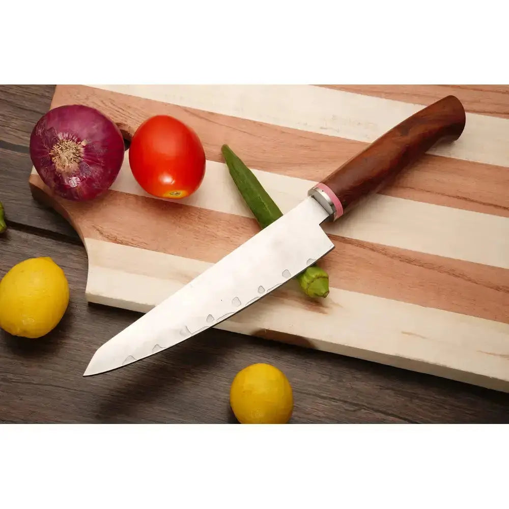 High-quality kitchen set Custom Handmade Stainless Steel 5Pcs Set Wood Handle  With Leather Cover|| Drs Knives Hub