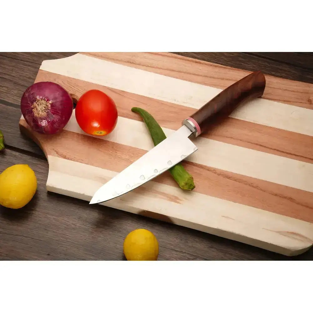 High-quality kitchen set Custom Handmade Stainless Steel 5Pcs Set Wood Handle  With Leather Cover|| Drs Knives Hub