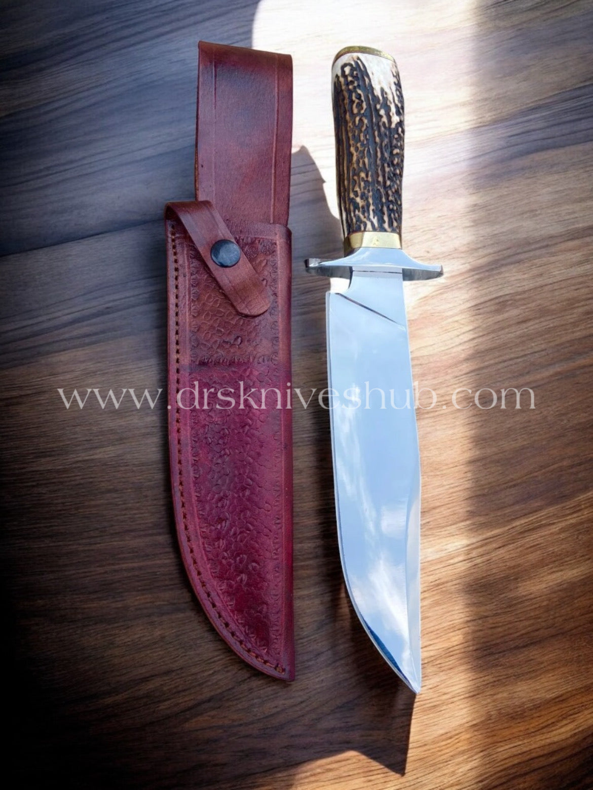 CUSTOM HANDMADE J2 STEEL EDC BOWIE KNIFE WITH LEATHER SHEATH || DRS KNIVES HUB