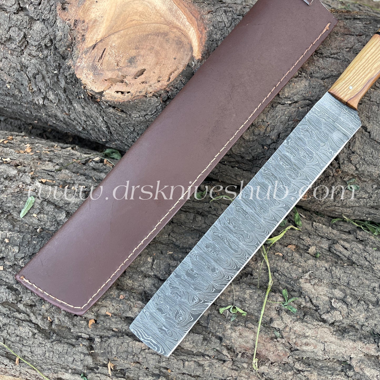 BBQ Knife Handmade Damascus Steel Wood Handle Brisket Knife