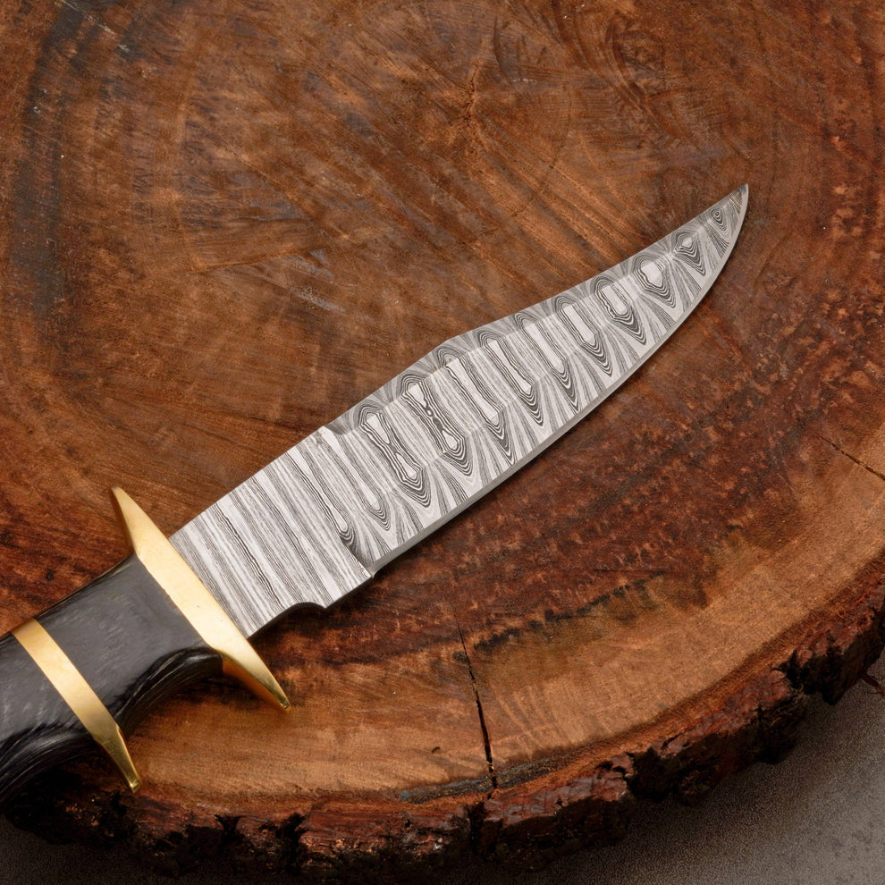 12” inches hand forged Damascus steel bowie knife with leather sheath cover || drs knives hub