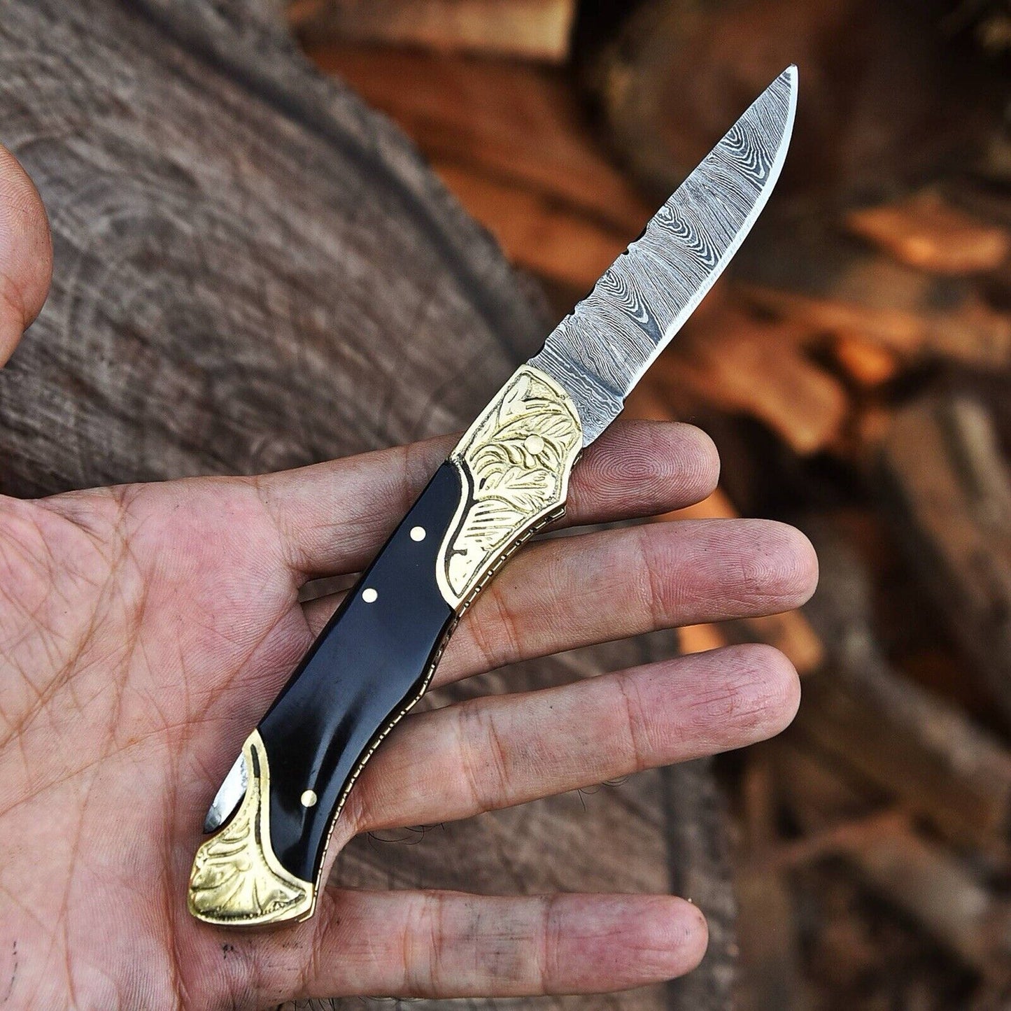 POCKET KNIFE HANDMADE BULL HORN HANDLE ||DRS KNIVES HUB