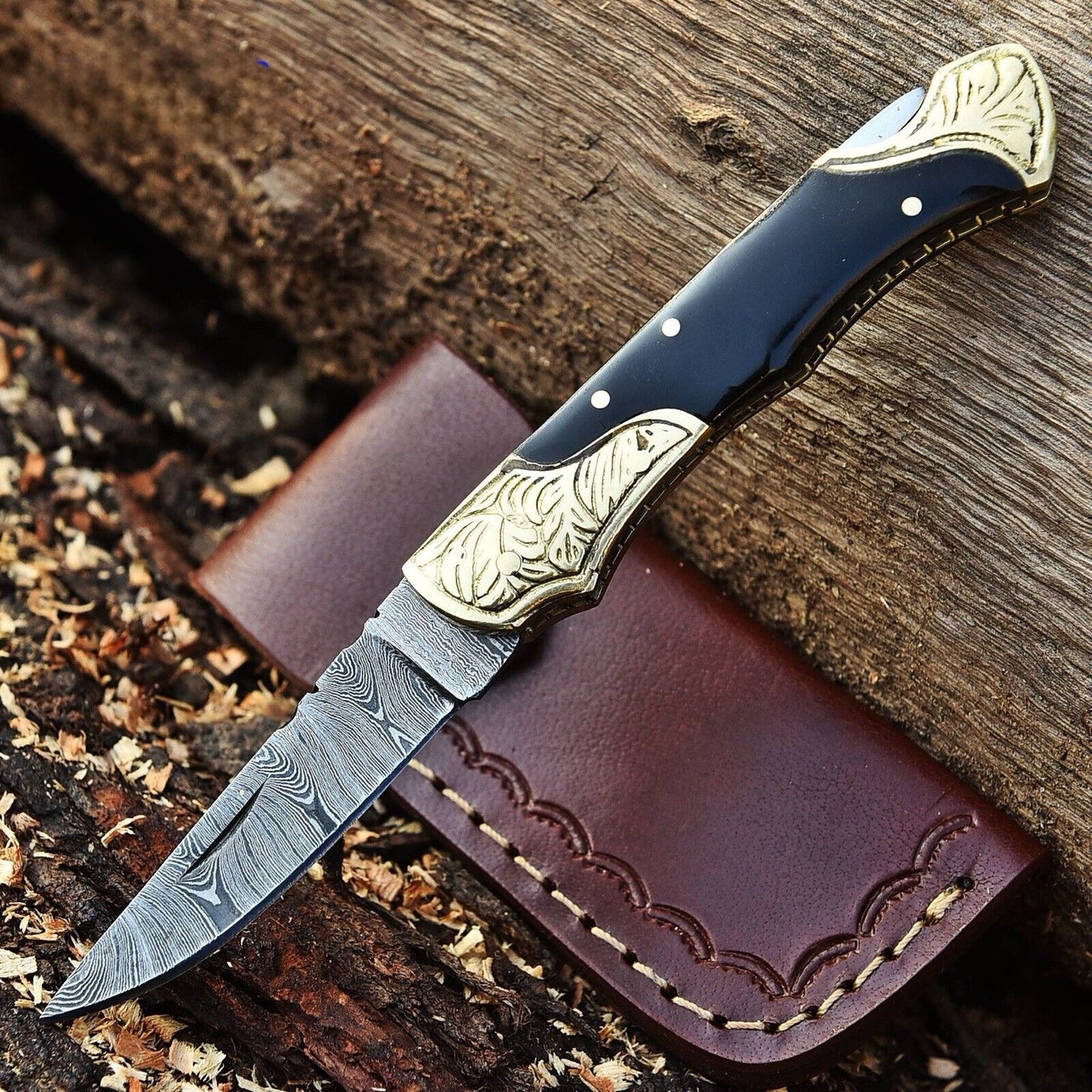 POCKET KNIFE HANDMADE BULL HORN HANDLE ||DRS KNIVES HUB