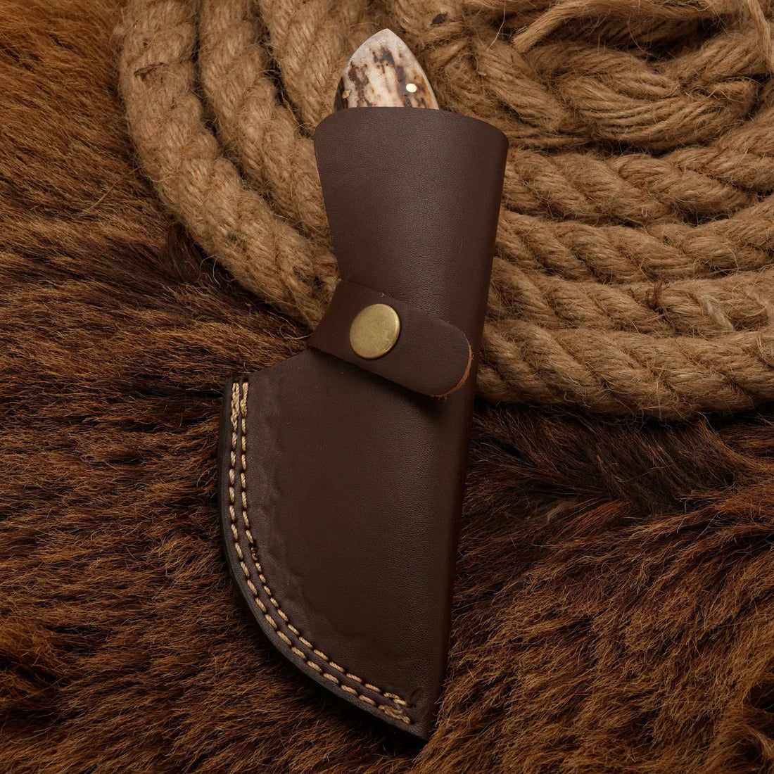 Handmade Damascus Steel Gut Hook Skinner Knife Antler Horn Handle || Drs Knives Hub