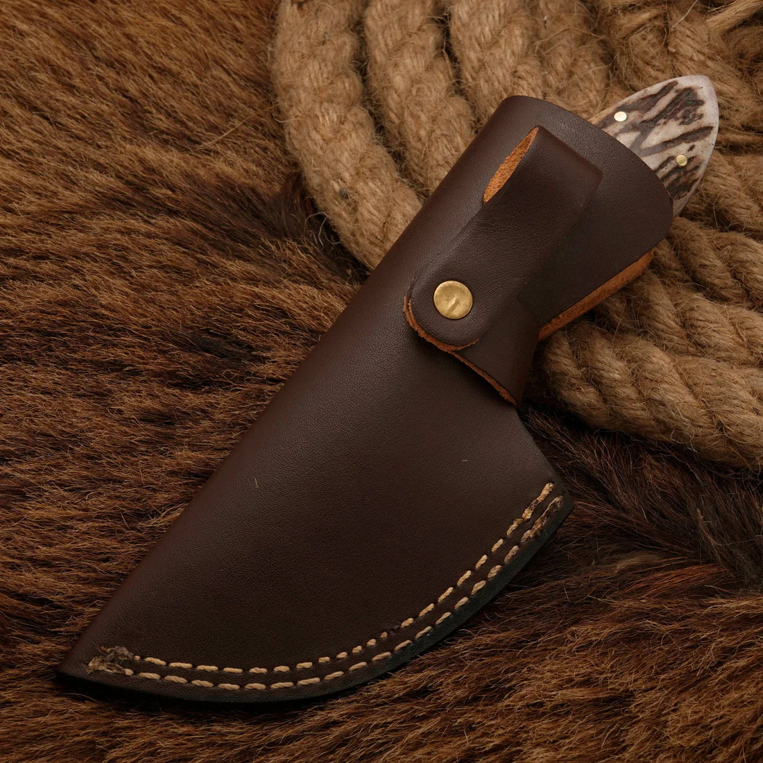 Handmade Damascus Steel Gut Hook Skinner Knife Antler Horn Handle || Drs Knives Hub