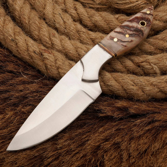Custom Handmade j2 Steel Skinner Knife Ram Horn Handle || Drs Knives Hub
