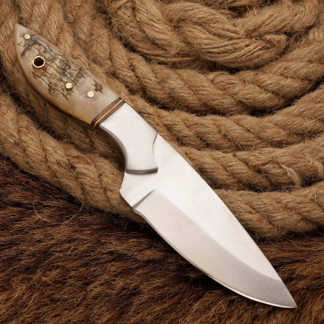 Custom Handmade j2 Steel Skinner Knife Ram Horn Handle || Drs Knives Hub
