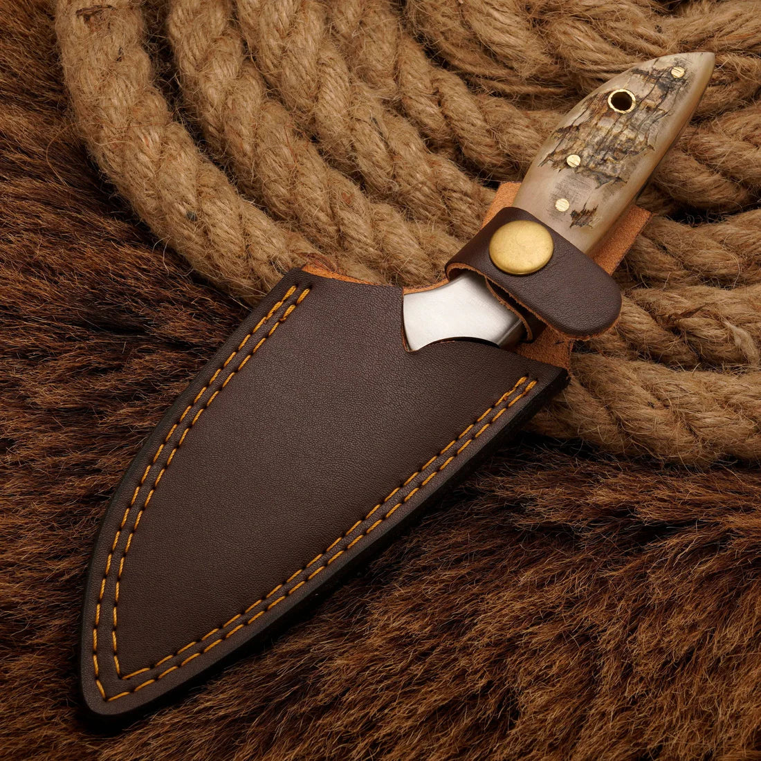 Custom Handmade j2 Steel Skinner Knife Ram Horn Handle || Drs Knives Hub