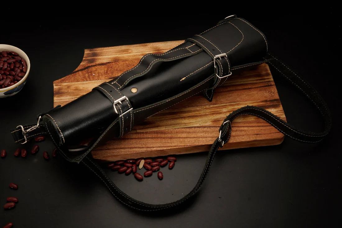 Custom Handmade Damascus Steel High-quality kitchen set Wood Handle With Leather Sheath Cover || Drs Knives Hub