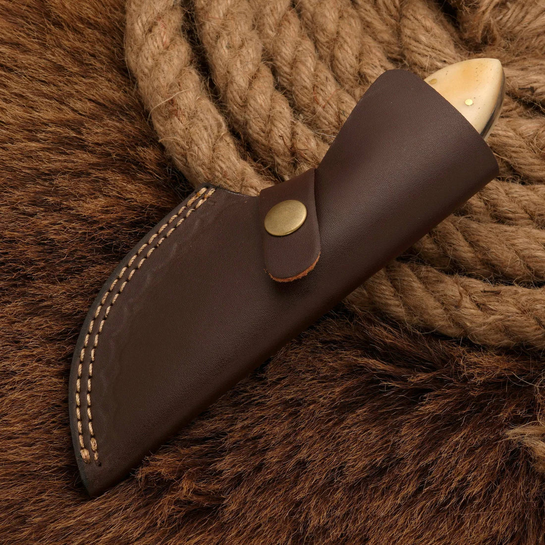 Hand Forged Damascus Steel 7" Gut Hook Skinner Knife Bone Handle || Drs Knives Hub