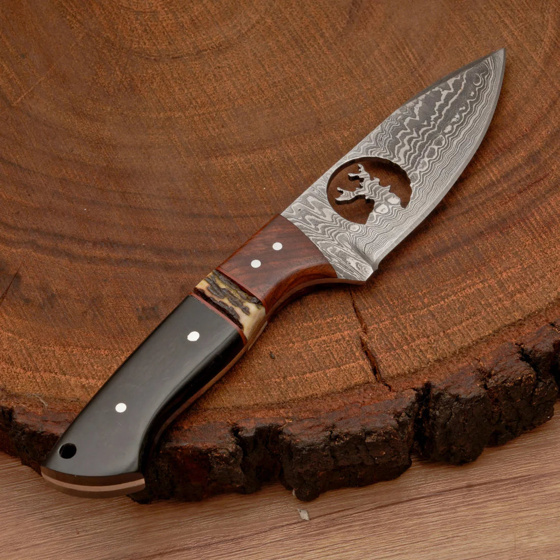 Damascus Steel Handmade Skinner Knife Full Tang Blade With Leather Sheath Cover || Drs Knives Hub