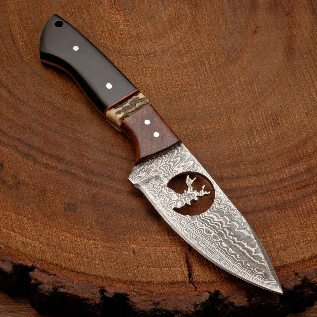 Damascus Steel Handmade Skinner Knife Full Tang Blade With Leather Sheath Cover || Drs Knives Hub