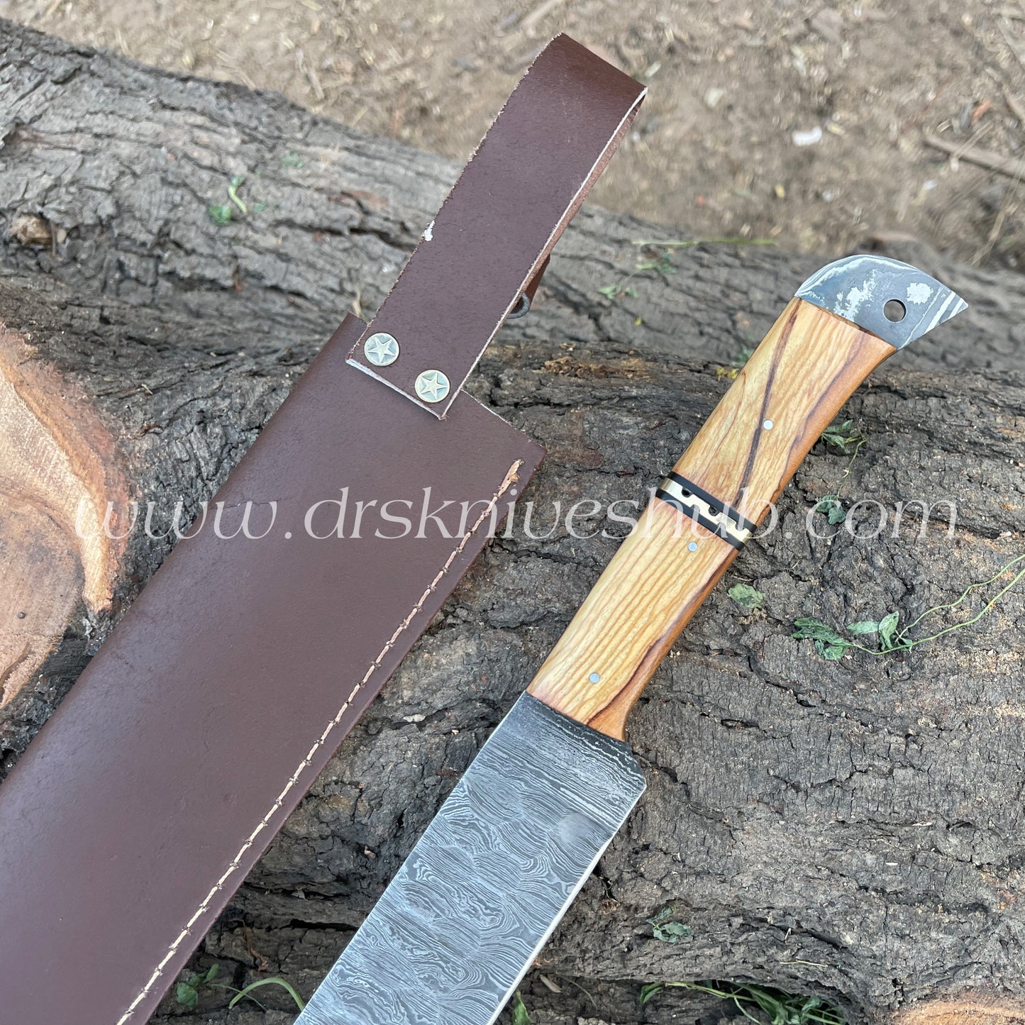 BBQ Knife Handmade Damascus Steel Wood Handle Brisket Knife