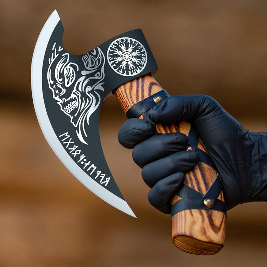 8” INCHES HANDMADE VIKING PIZZA CUTER WOOD HANDLE || DRS KNIVES HUB