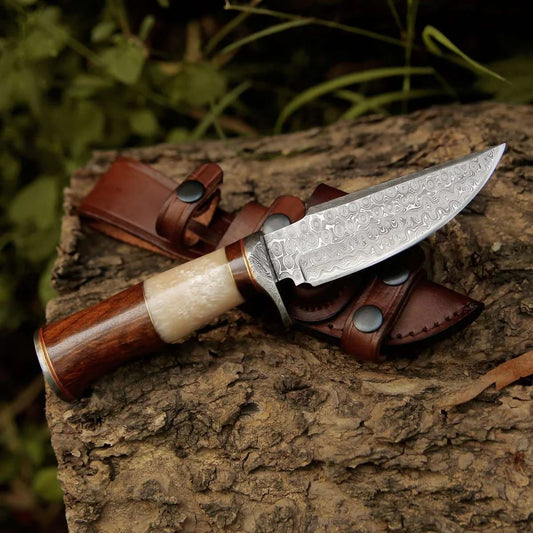 HAND FORGED DAMASCUS STEEL HUNTING KNIFE || DRA KNIVES HUB