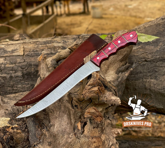Handmade Damascus Steel Fillet Fishing Knife – Exotic Wood Handle | DRSKNIVES HUB 