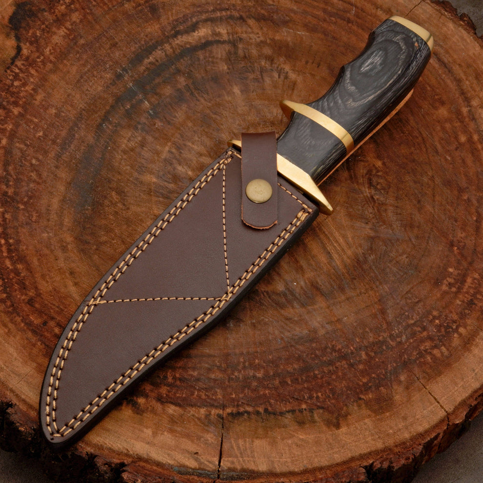 12” inches hand forged Damascus steel bowie knife with leather sheath cover || drs knives hub