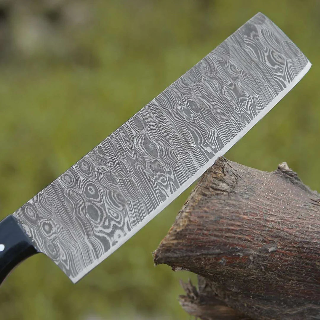 DAMASCUS NAKIRI KNIFE WITH ROSEWOOD & RESIN HANDLE || DRS KNIVES HUB
