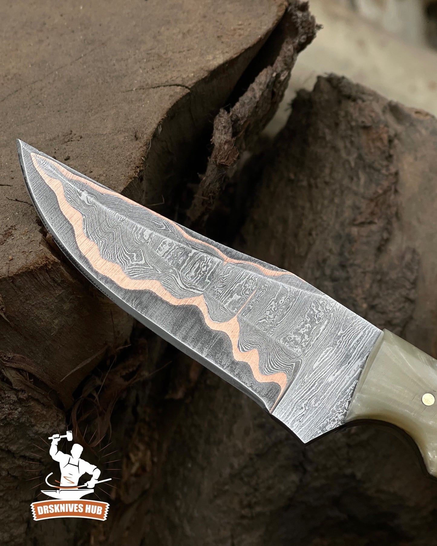 Cowboy Copper Damascus Skinning Knife 8" – Resin Handle | DRSKNIVES HUB