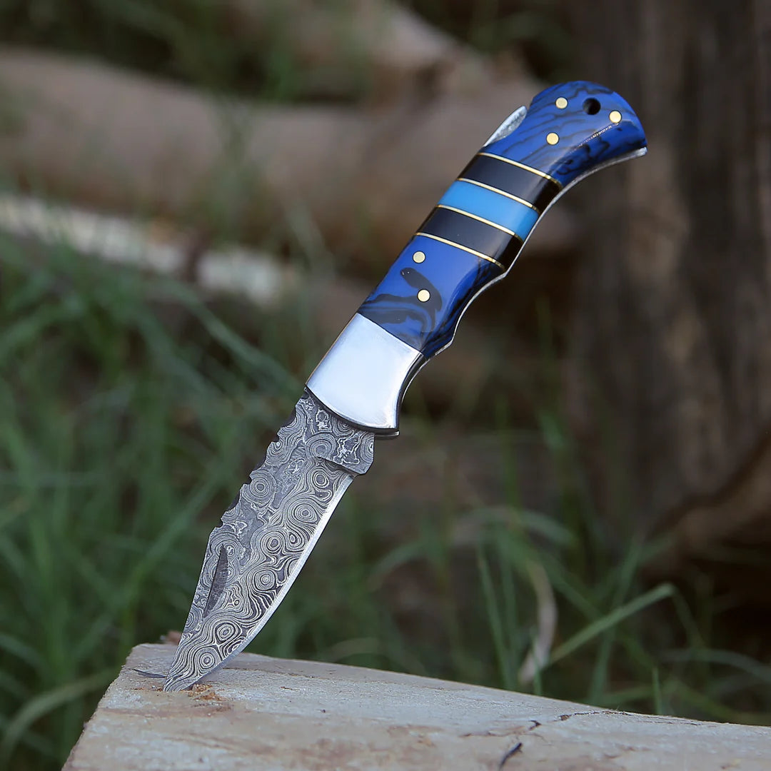 POCKET KNIFE WITH RESIN HANDLE & SHEATH || DRS KNIVES HUB