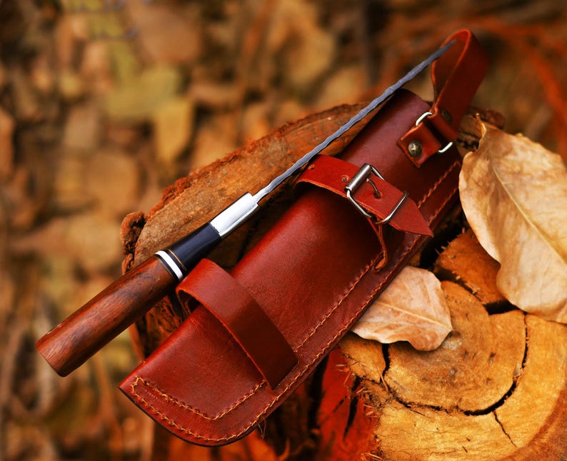 HAND FORGED HUNTING KNIFE WORH LEATHER SHEATH COVER || DRS KNIVES HUB