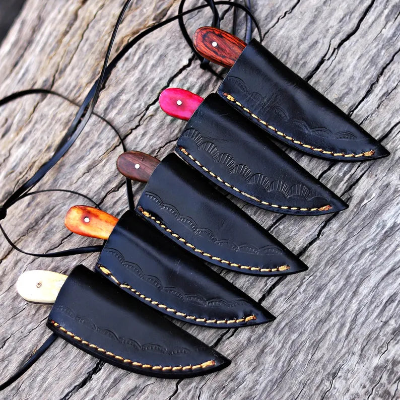 Unique Set/Lot of 5 Different Scalping Knives Skinners with leather sheath Custom Handmade