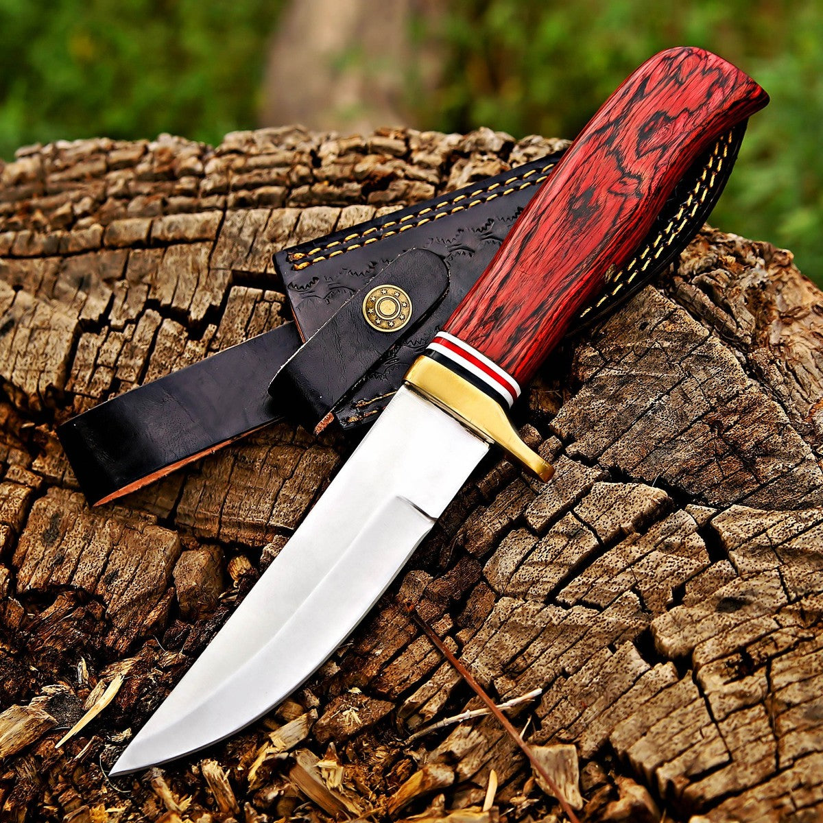 J2 Steel Hunting Knife 10" – Red Wood Handle Razor Sharp | DRSKNIVES HUB