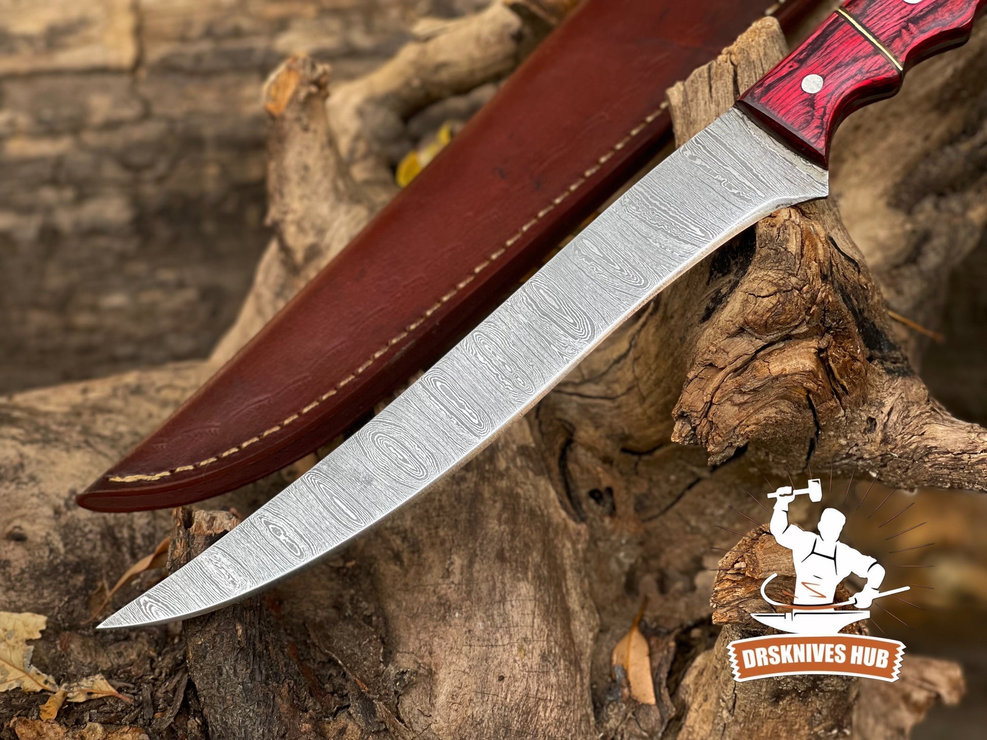 Handmade Damascus Steel Fillet Fishing Knife – Exotic Wood Handle | DRSKNIVES HUB 
