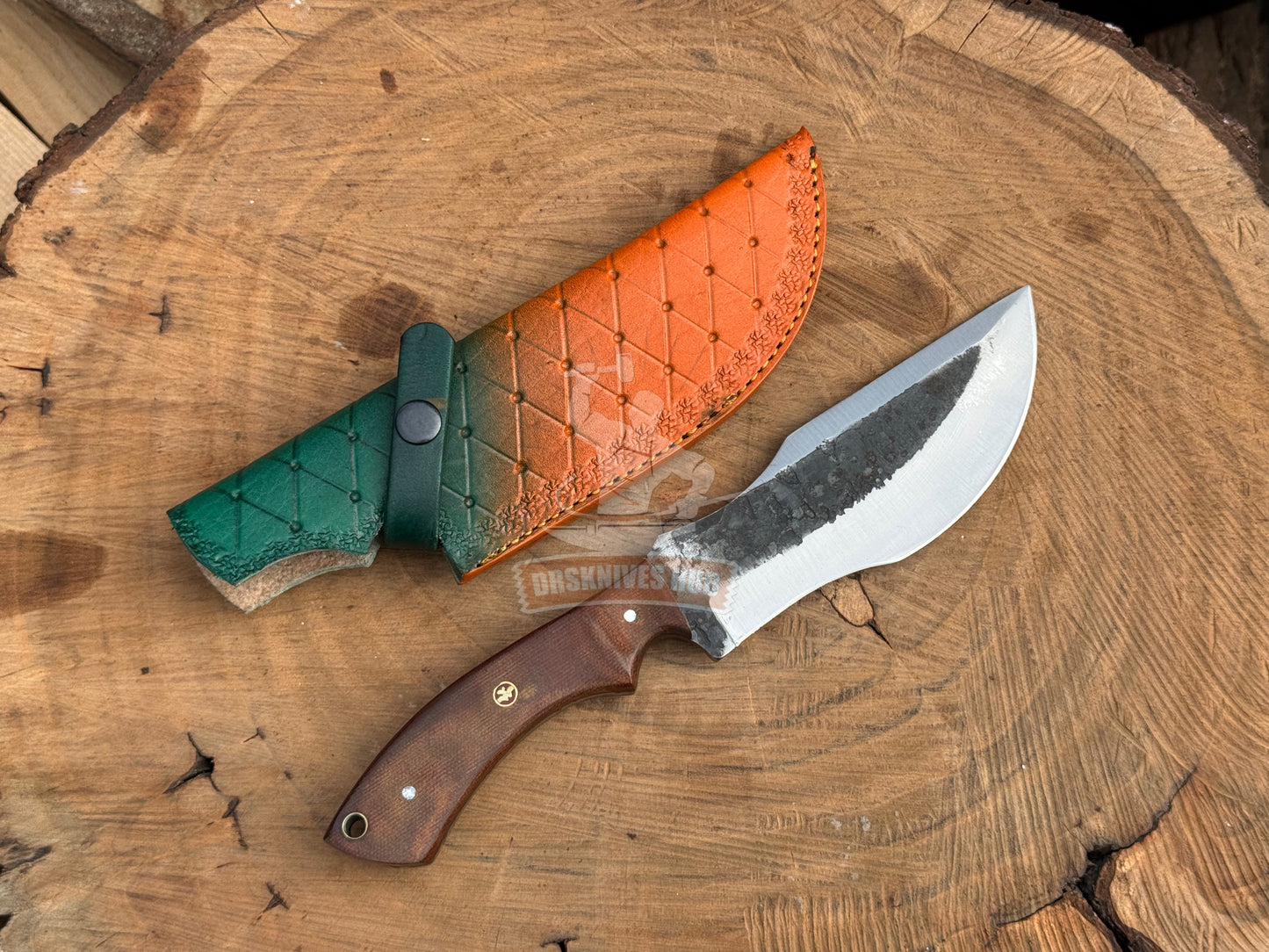 Carbon Steel Tracker Knife 12" – Micarta Handle with Leather Sheath | DRSKNIVES HUB