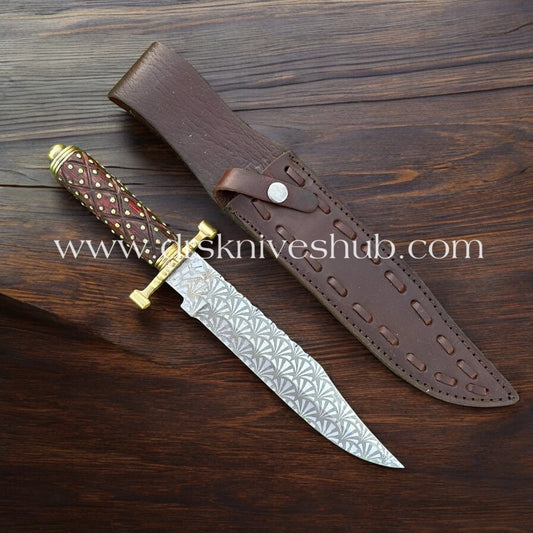 CUSTOM HANDMADE EDC HUNTING BOWIE KNIFE WITH LEATHER SHEATH COVER || DRS KNIVES HUB