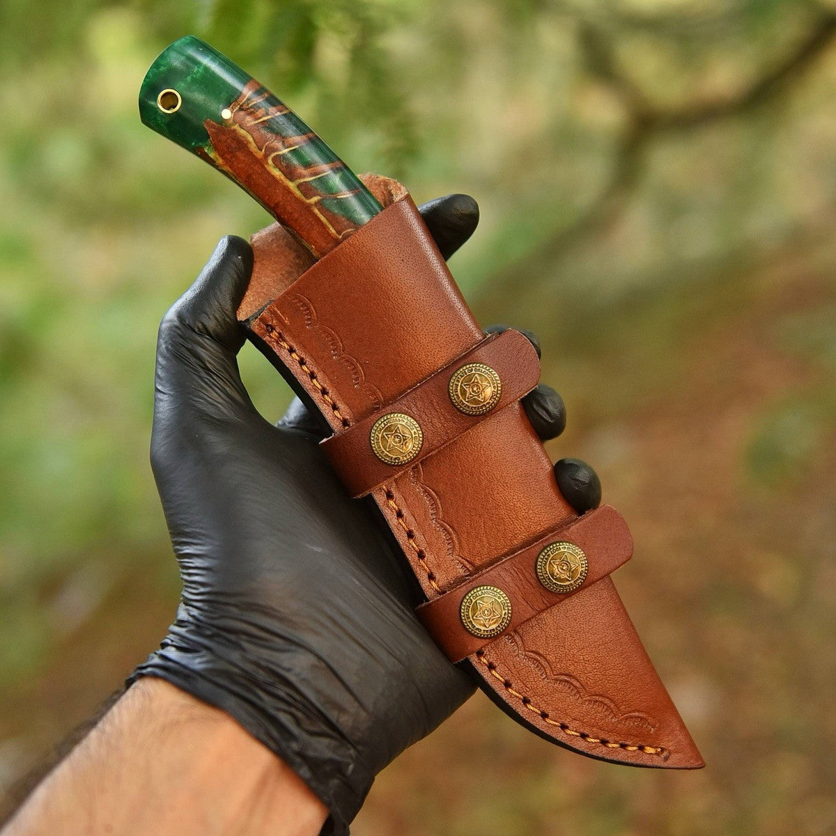 Custom Handmade Damascus Steel Skinning Knife – Fixed Blade with Pinecone Handle | DRSKNIVES HUB 