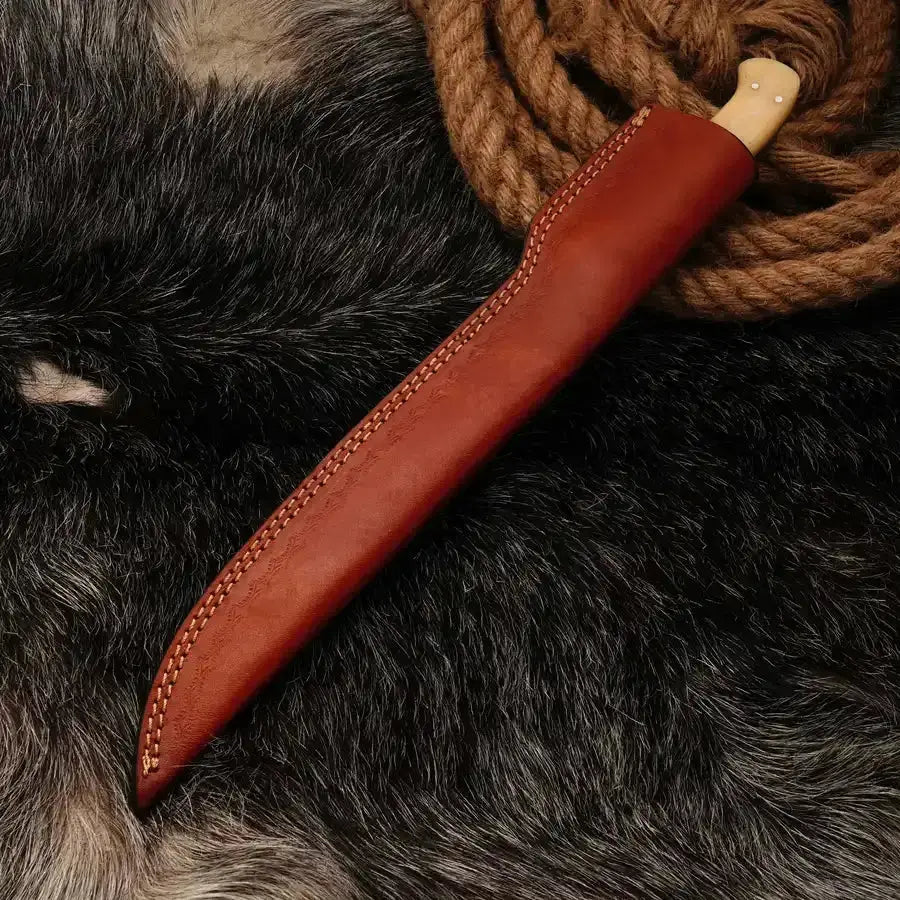 fishing fillet knife custom handmade damascus steel fillet knife with leather wrap || drs knives hub