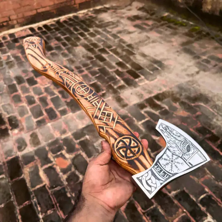 Handmade Viking Bearded Axe  Carbon Steel Handle Axe With Leather Cover | DRSKNIVES HUB