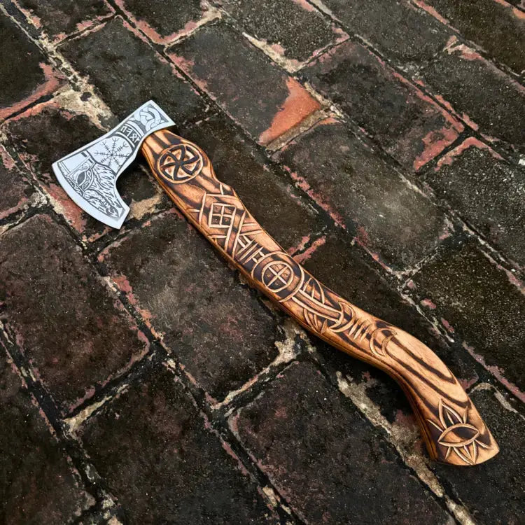 Handmade Viking Bearded Axe  Carbon Steel Handle Axe With Leather Cover | DRSKNIVES HUB