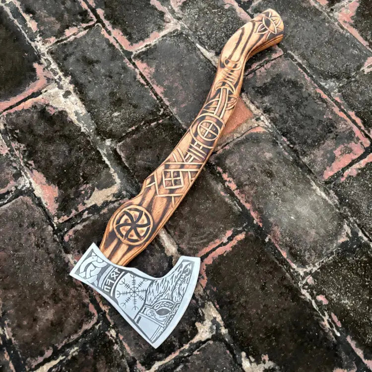 Handmade Viking Bearded Axe  Carbon Steel Handle Axe With Leather Cover | DRSKNIVES HUB