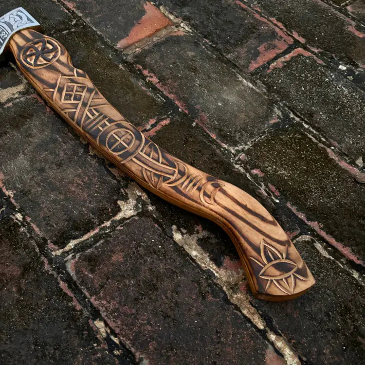 Handmade Viking Bearded Axe  Carbon Steel Handle Axe With Leather Cover | DRSKNIVES HUB