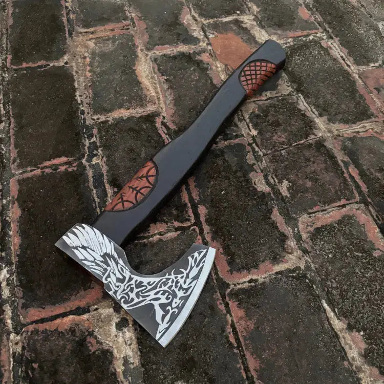 Viking axe with leather wrap handmade high carbon steel Viking axe || DRSKNIVES HUB