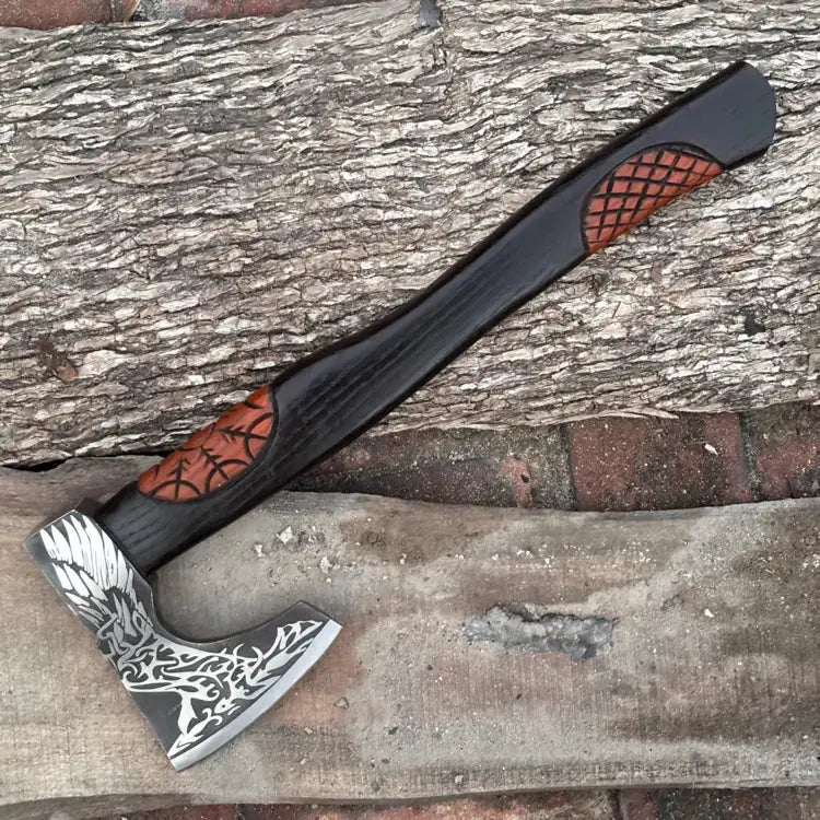 Viking axe with leather wrap handmade high carbon steel Viking axe || DRSKNIVES HUB