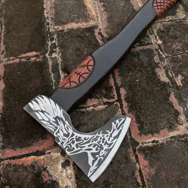 Viking axe with leather wrap handmade high carbon steel Viking axe || DRSKNIVES HUB