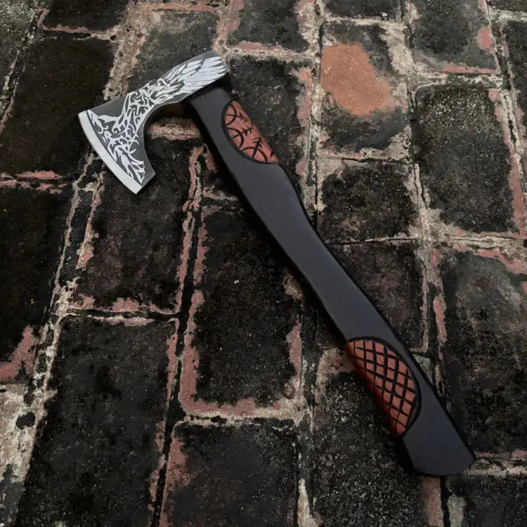 Viking axe with leather wrap handmade high carbon steel Viking axe || DRSKNIVES HUB