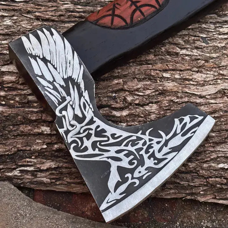 Viking axe with leather wrap handmade high carbon steel Viking axe || DRSKNIVES HUB
