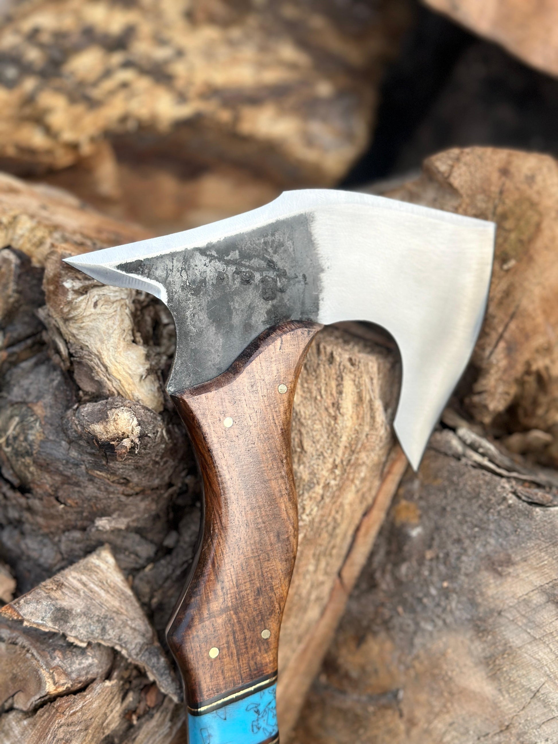Handmade 1095 Steel Hatchet | Rosewood Handle | Leather Sheath | Custom Gift